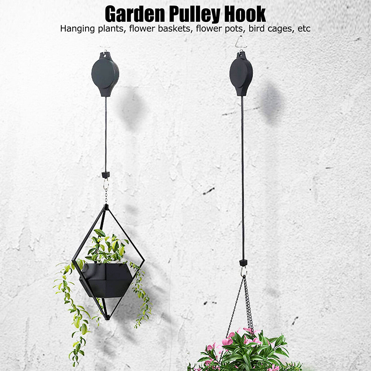 1/2/4 PCS Retractable Pulley Hook Hanging Pull down Hanger Garden Flower Plant