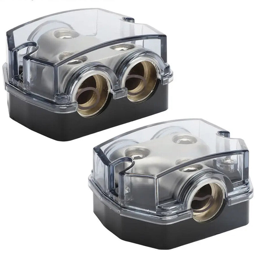 2PC Car Audio Amp Power Ground Distributor 2-Way Distribution Block Gauge In&Out
