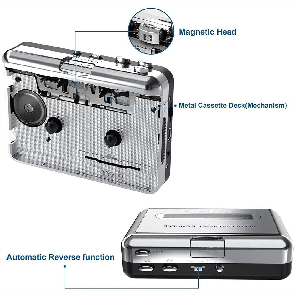 Portable Cassette Player Converter Recorder Convert Tapes to Digital MP3 USB US