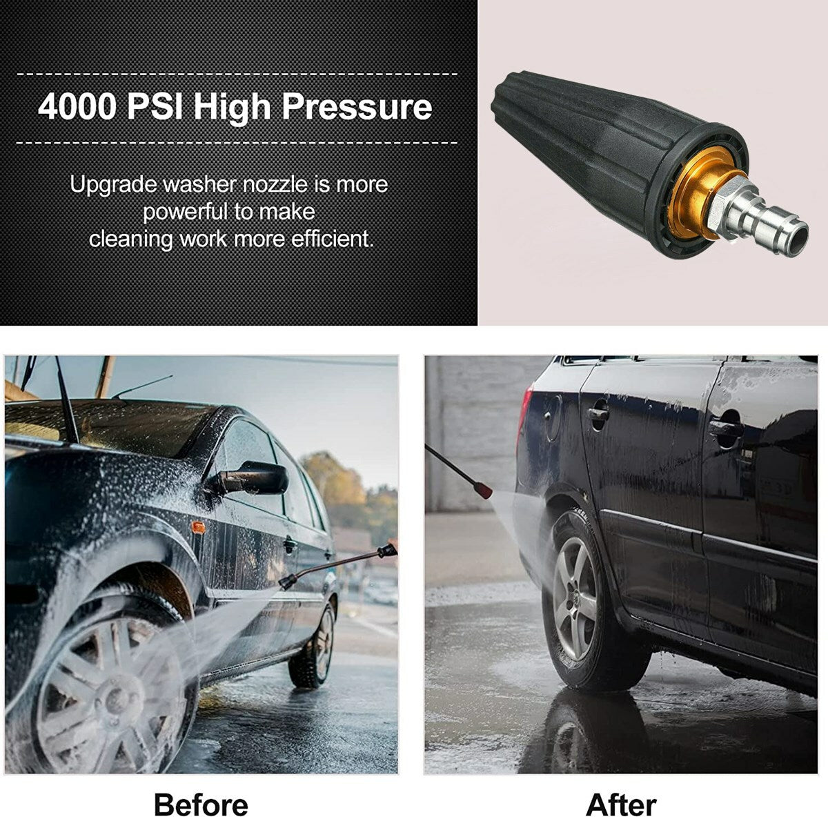 1/4" High Pressure Washer Rotating Turbo Nozzle Spray Tip 4.0 GPM 4000PSI Quick