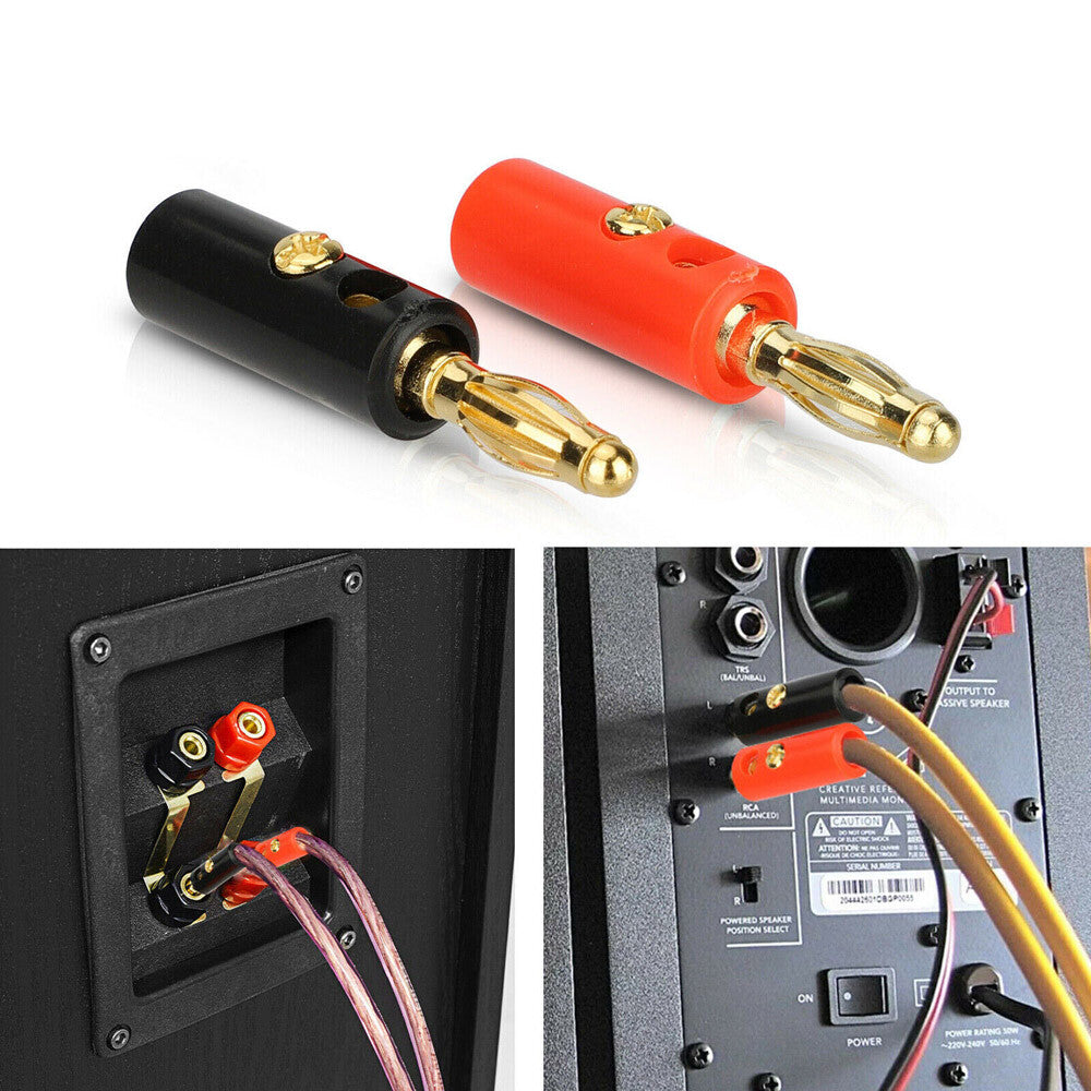 40PCS 4Mm Gold Plated Banana Plugs Audio Jack Speaker Wire Cable Screw Connector