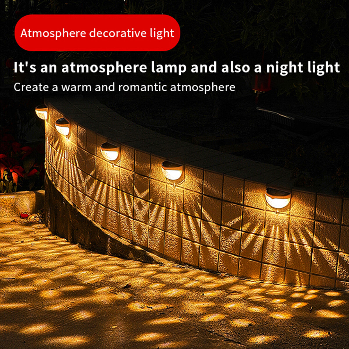 2PCS Solar Fence Lights Outdoor Garden Waterproof Wall Mount Decorative Lights