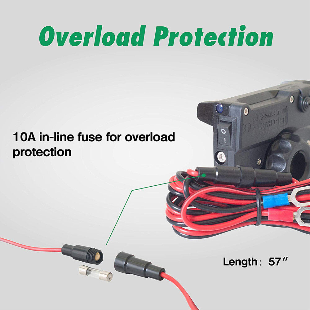 Motorcycle Cell Phone Handlebar Mount Holder USB Charger with Switch Universal