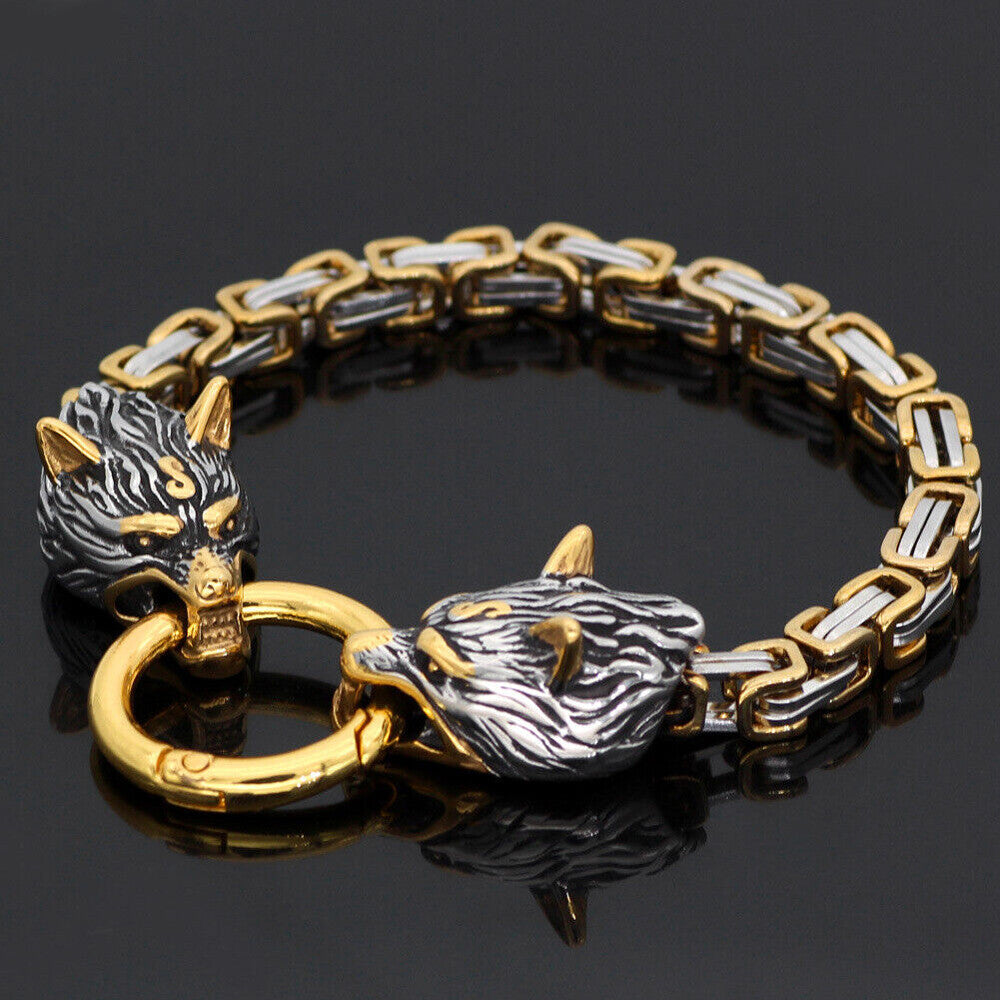 Nordic Celtic Wolf Men'S Retro Handmade Stainless Steel Bracelet Jewelry Fashion