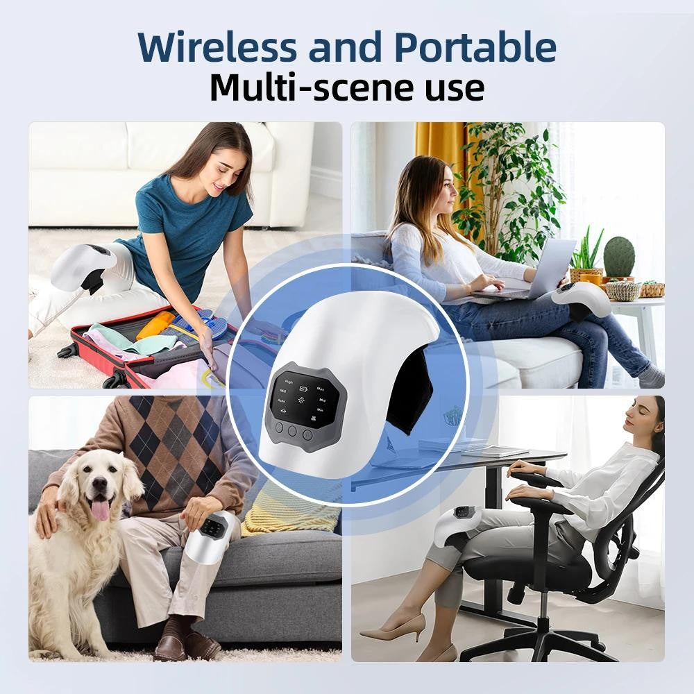 Cordless Knee Massager Heated Vibration Pain Therapy Adjustable W/ LED Screen US