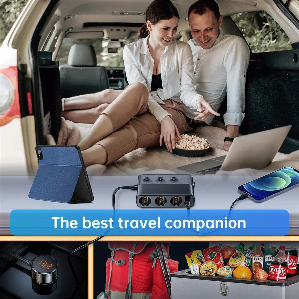 Quick Charge 3-Way Car Cigarette Lighter Socket Splitter 7 in 1 Power Adapter US