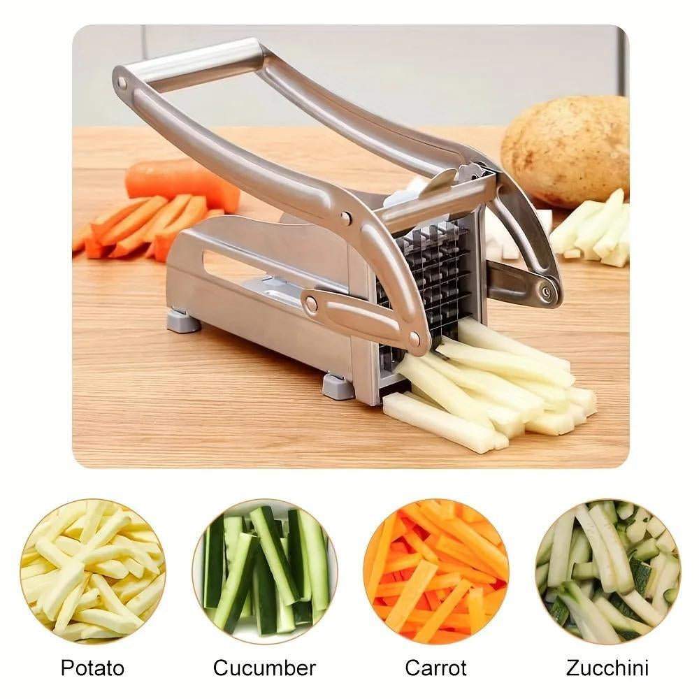 Stainless Steel Potato French Fry Cutter Vegetable Food Chopper Slicer 2 Blades