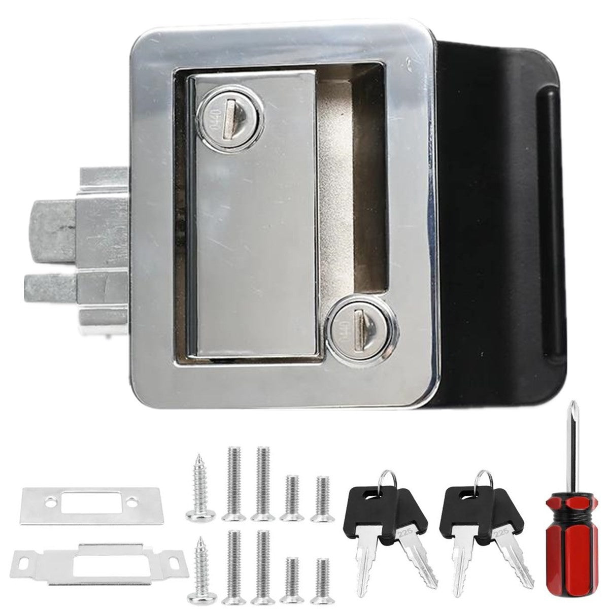 Chrome Trailer Camper RV Paddle Entry Door Lock Latch Handle Knob Deadbolt US