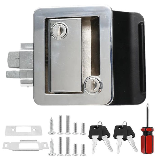 Chrome Trailer Camper RV Paddle Entry Door Lock Latch Handle Knob Deadbolt US