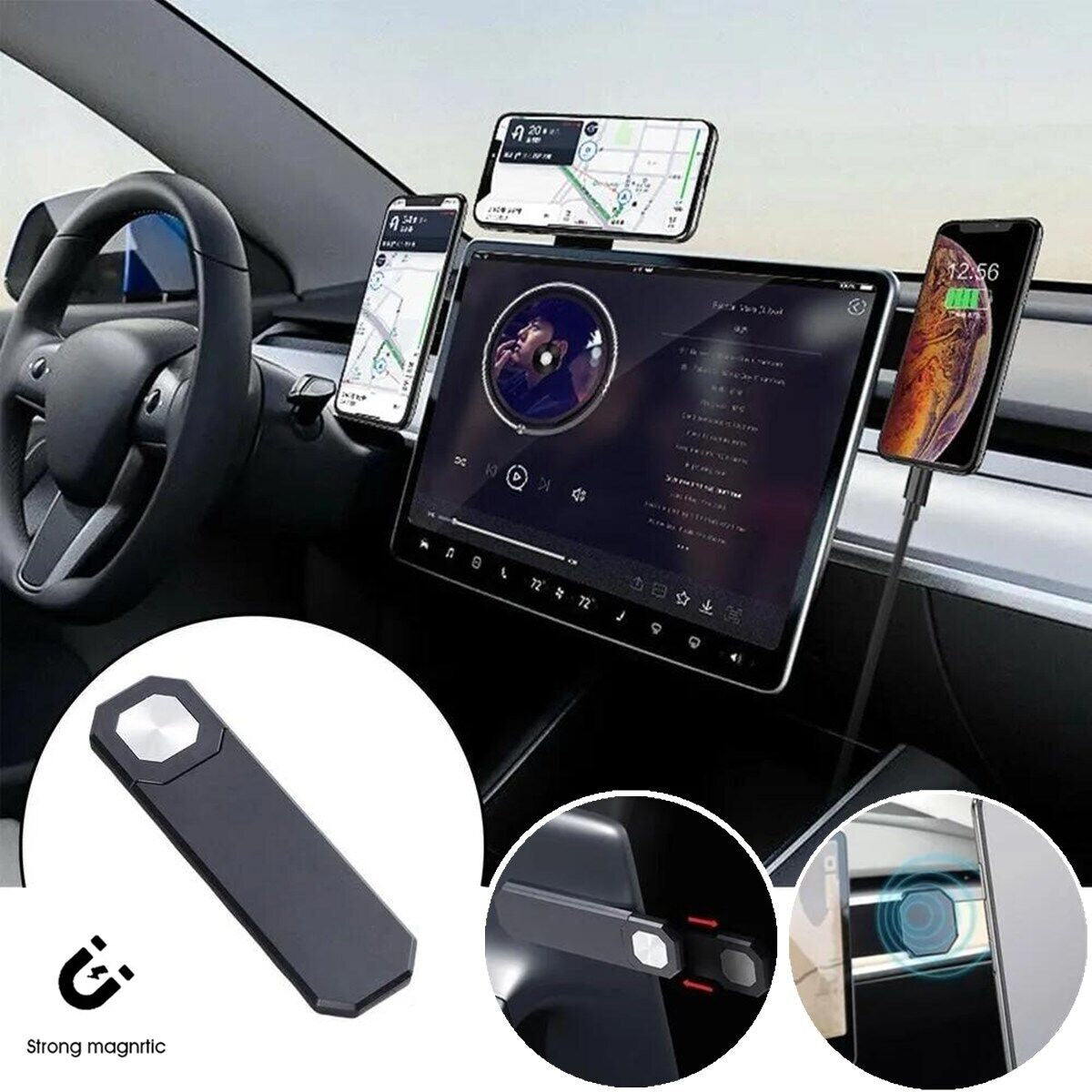 Magnetic Screen Side Dashboard Phone Mount Car Accessories Holder Trim Universal