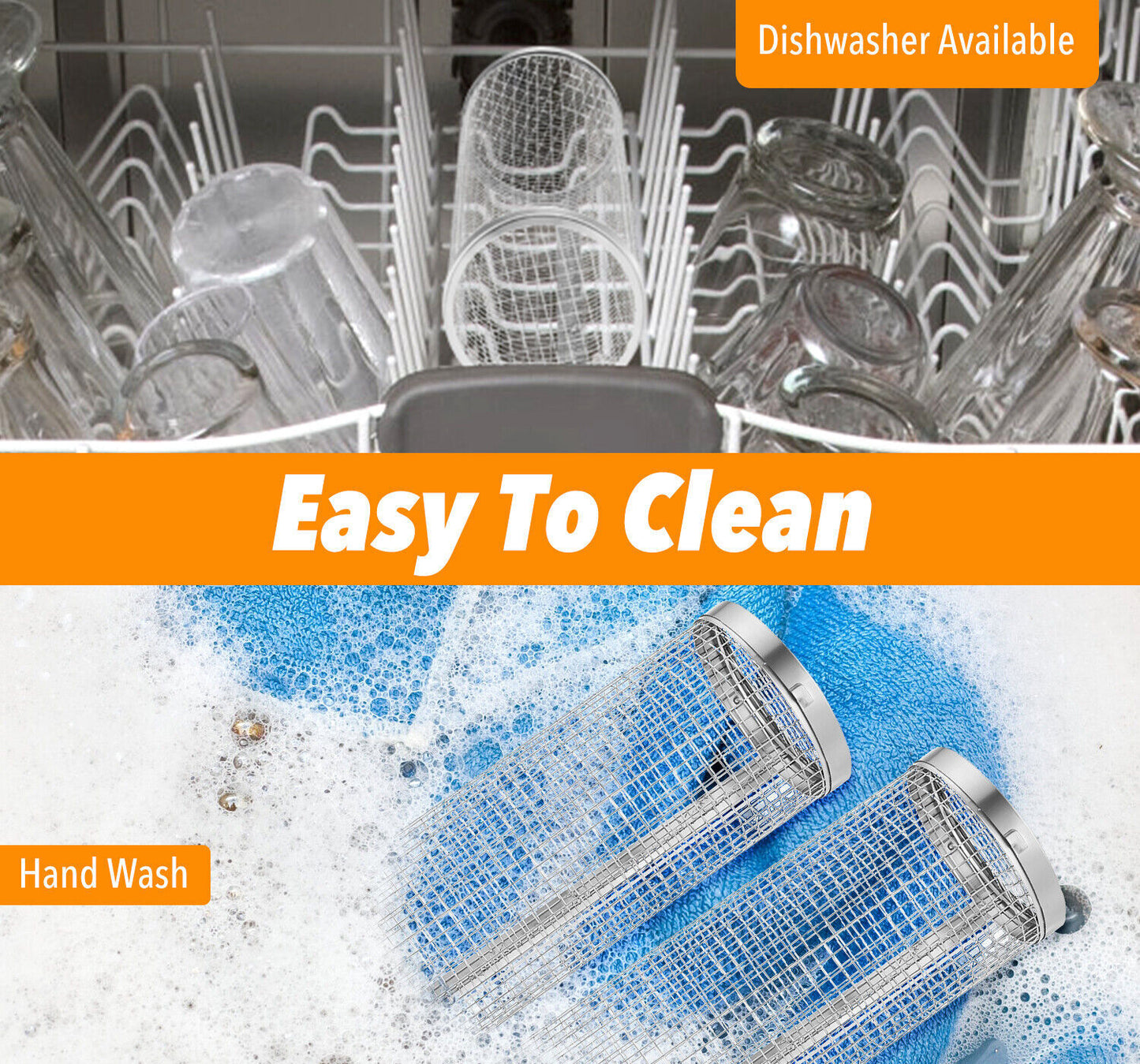 2 Pack Rolling Grilling Basket Stainless Steel for BBQ Grill Outdoor Tools US