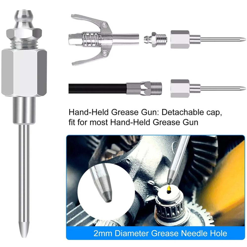 8PCS Set Grease Gun Injector Needle Dispenser Nozzle 90 Degree Coupler Adapter