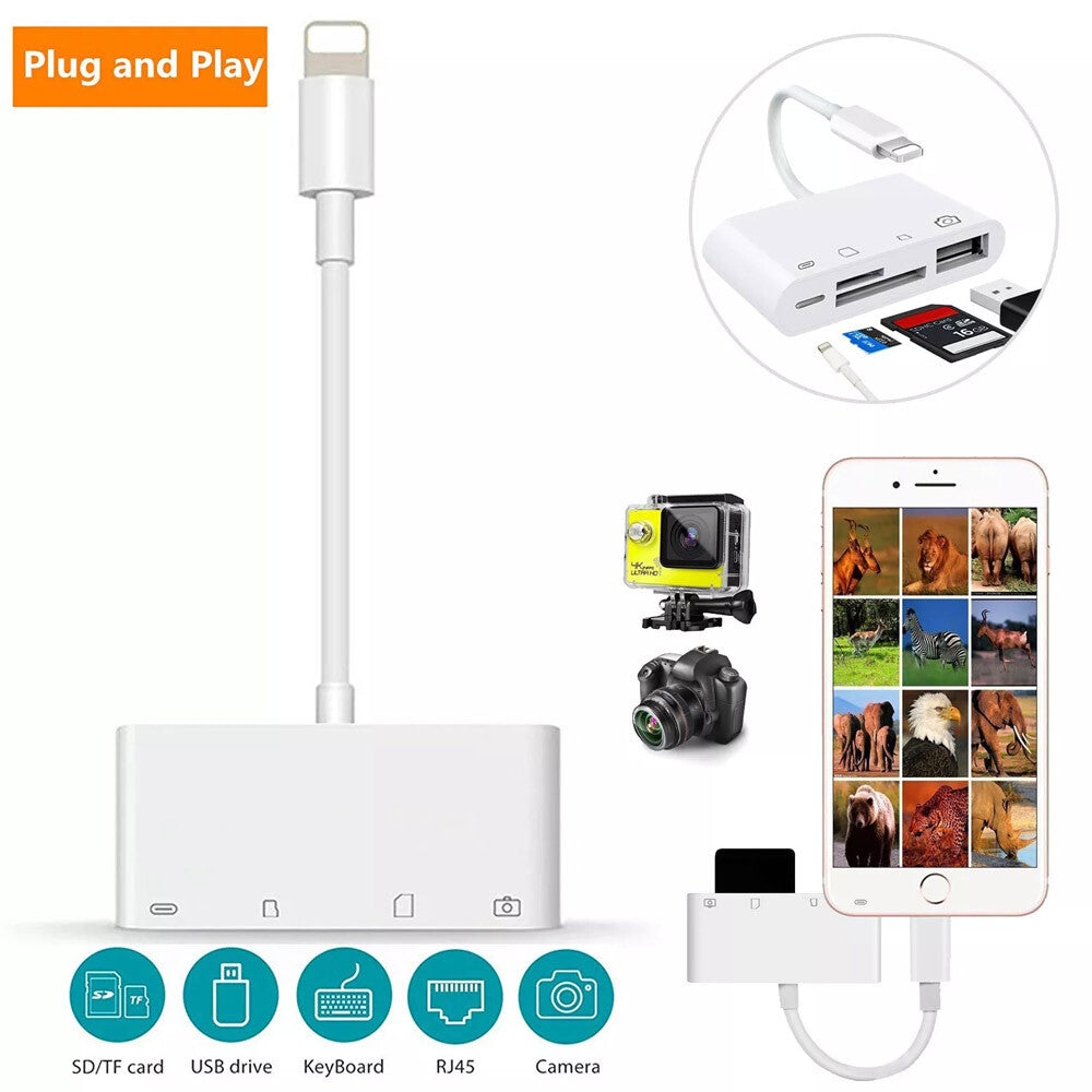 USB to Card Reader Adapter 4In1 Camera Micro SD Memory Slot for Iphone Ipad Ipod