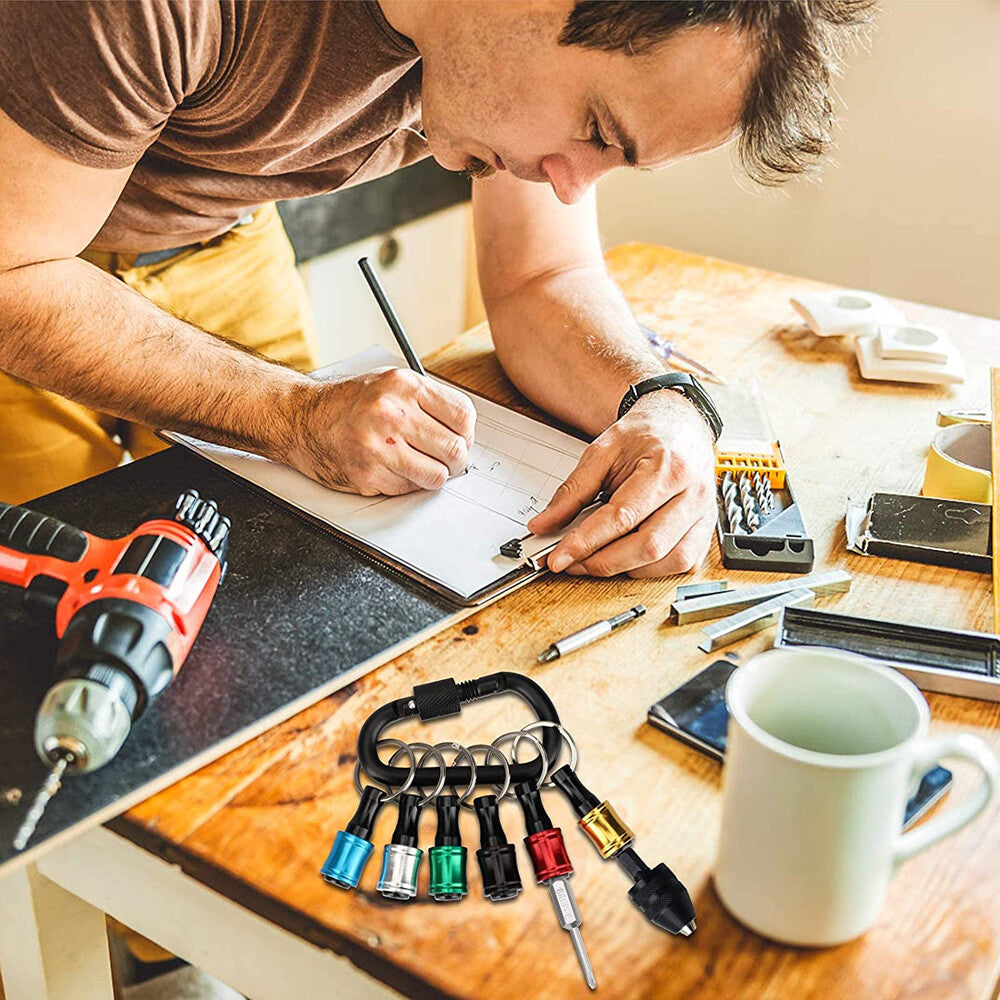 12PCS Keychain 1/4" Hex Shank Quick Release Screwdriver Drill Bit Holder Bit Set