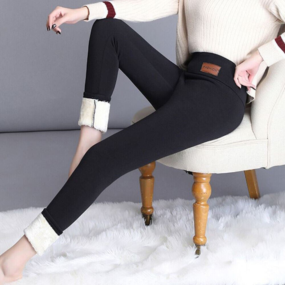 Women Winter Warm Sherpa Fleece Lined Leggings Thick Cashmere Thermal Pants US