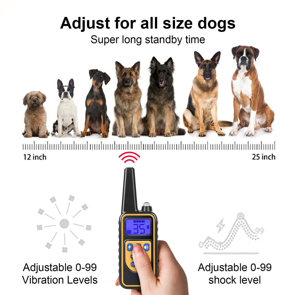 2 Collar Set 2600 FT Remote Dog Shock Training Rechargeable Waterproof LCD Pet