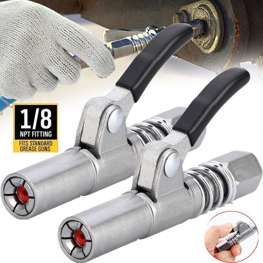 2Packs Grease Gun Coupler High-Pressure Quick Release Lock Oil Injection Nozzles