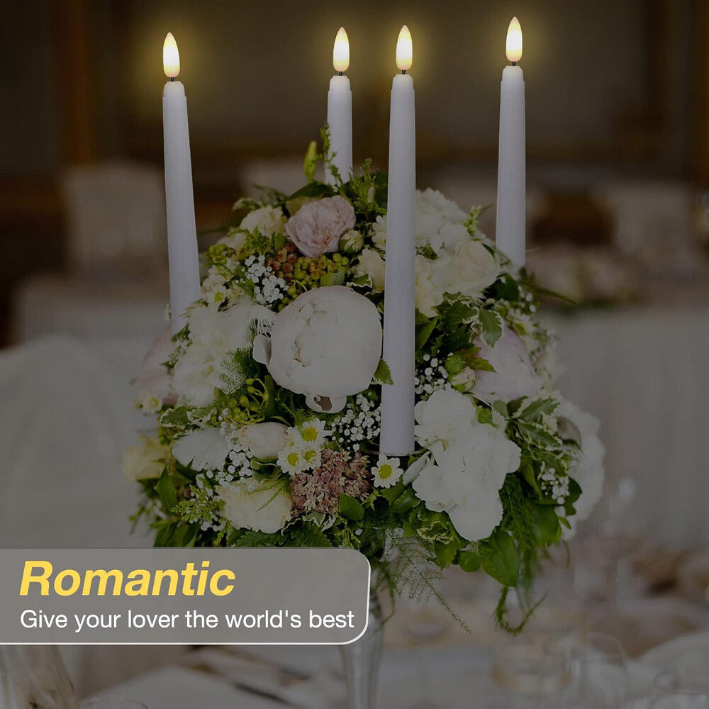 6 Set Rod Candles LED Night Light Decor Candles Flickering Timer Remote Control