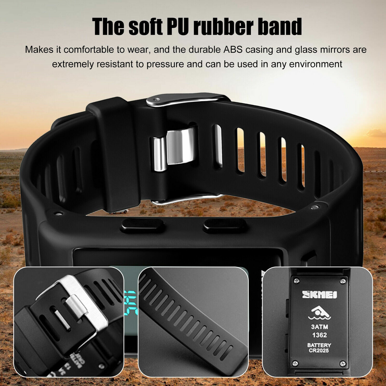 Digital Watch Men'S Women'S Sport Band Wrist LED Waterproof Chronograph Repeater
