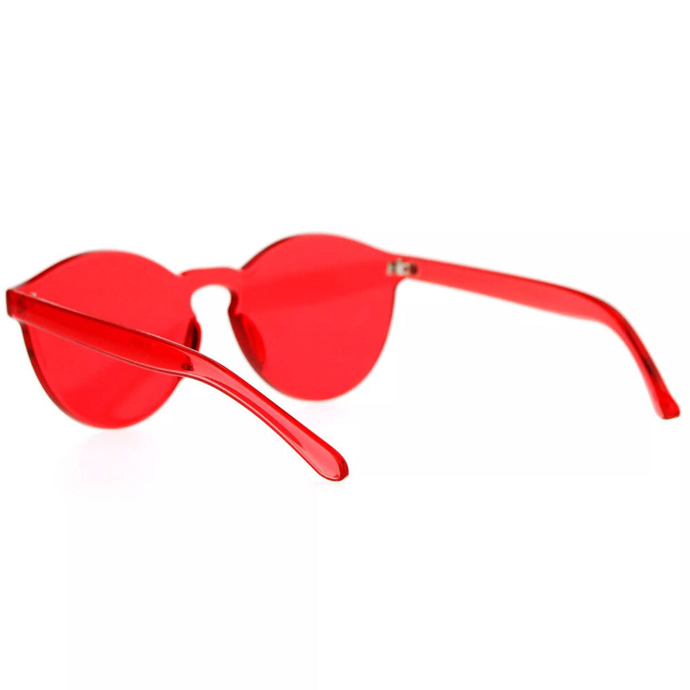 UV400 Rimless Flat Lens Sunglasses One Thick Translucent round Lens Frame US Top