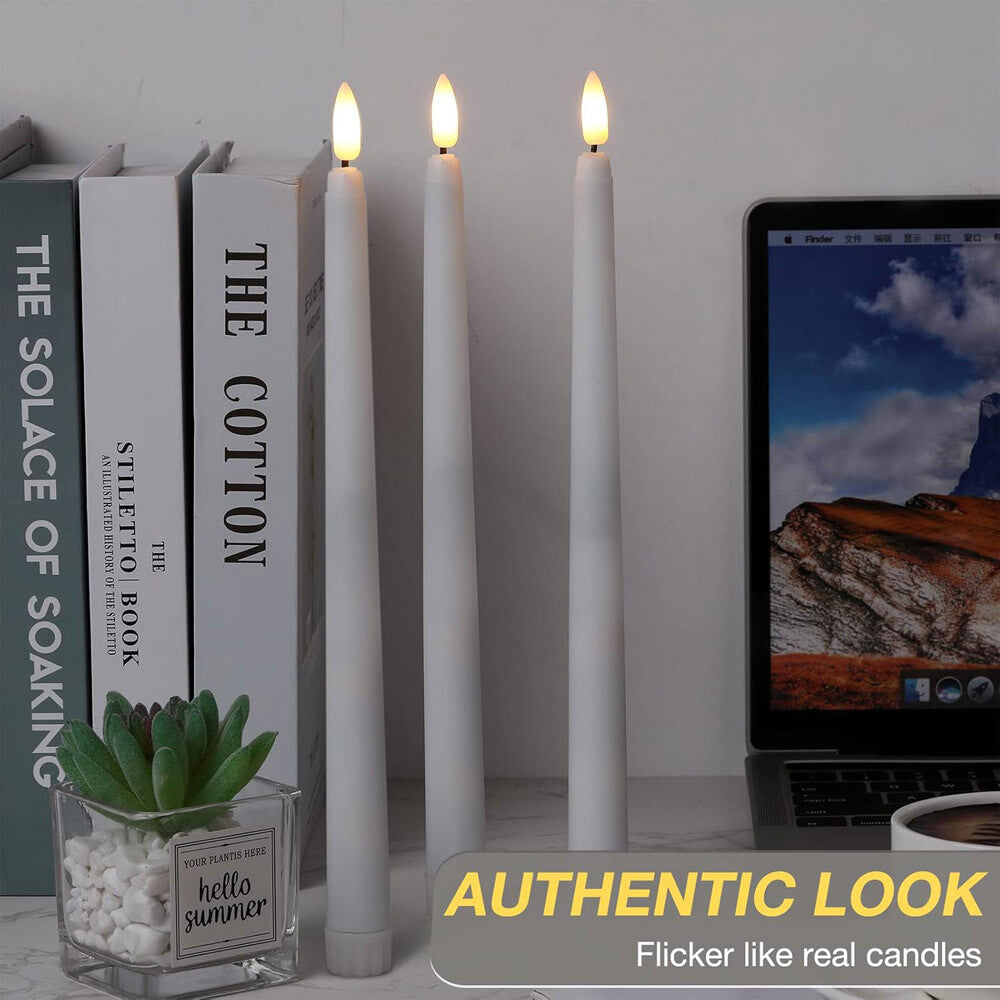 6 Set Rod Candles LED Night Light Decor Candles Flickering Timer Remote Control