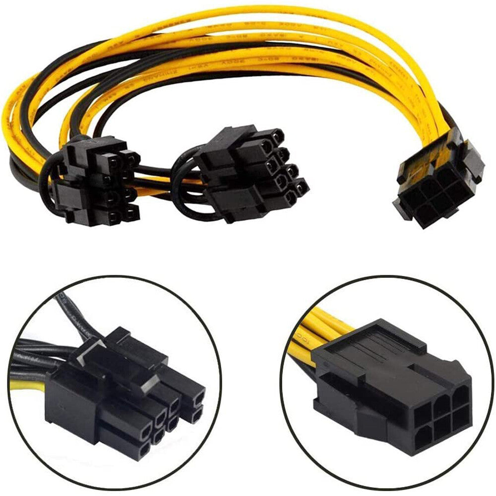 10 PCS PCIE 6 Pin Female to Dual PCI-E 8 Pin (6+2) Male GPU Power Cable Splitter