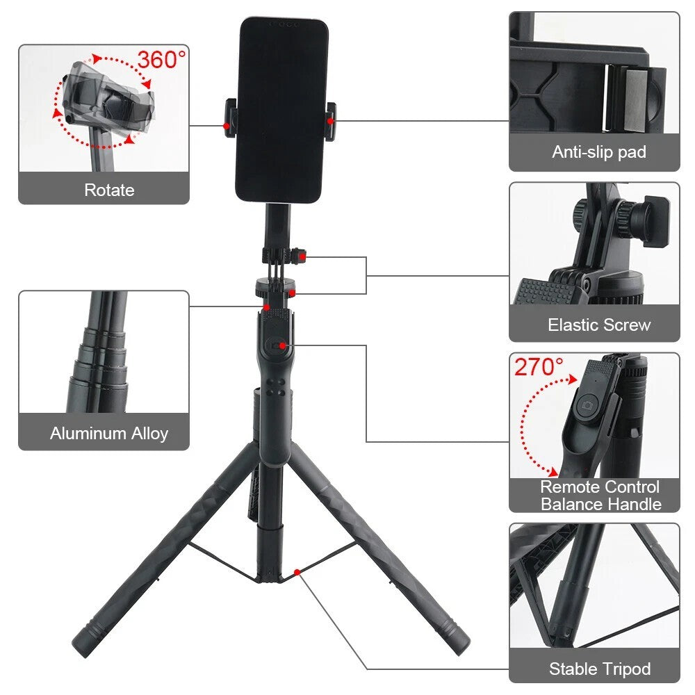 68" Wireless Selfie Stick Tripod Stand Foldable Remote for Phone Shooting Live