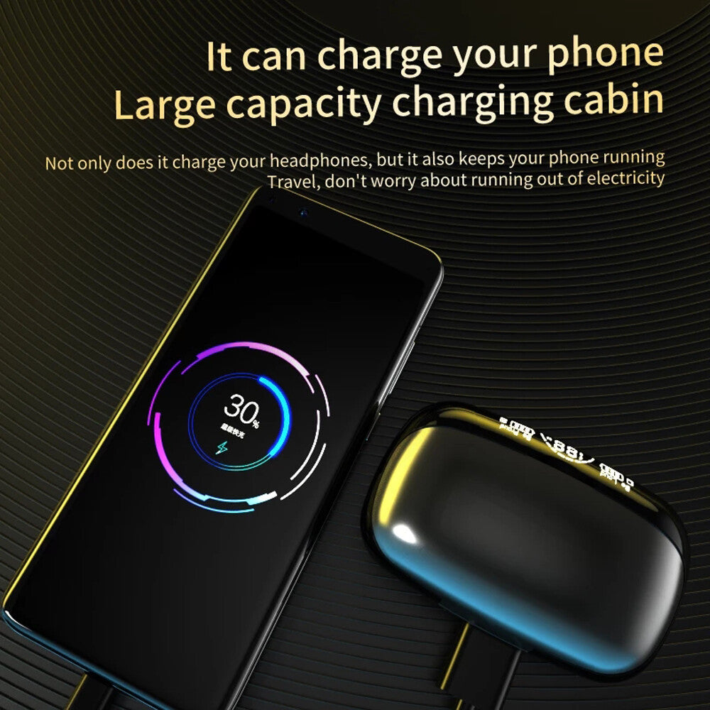 Bluetooth 5.2 True Wireless Earbuds Waterproof Headphones with Charging Case US