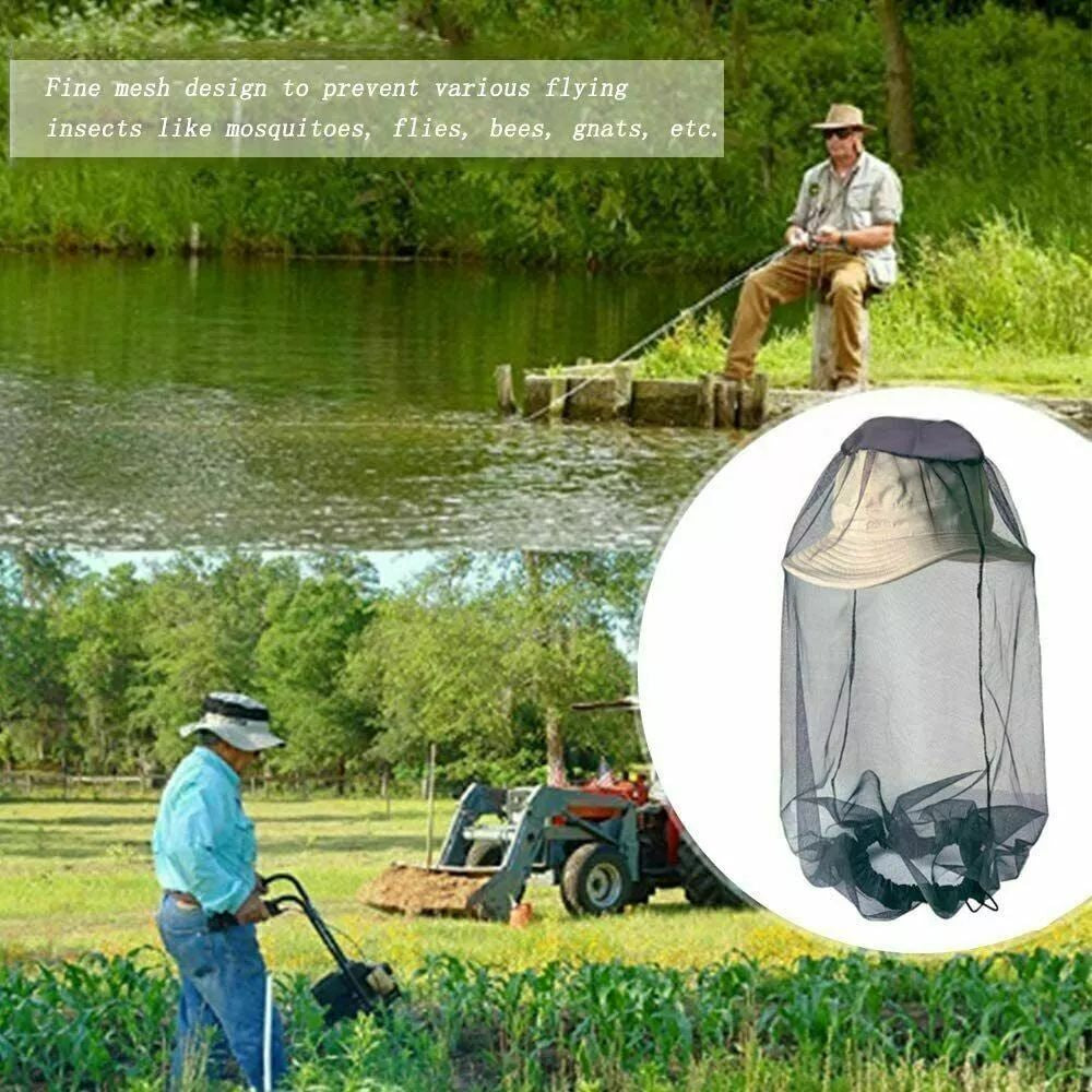 2PCS Anti-Mosquito Hat Bug Bee Insect Head Net Cap Sun Protection Fishing Hiking