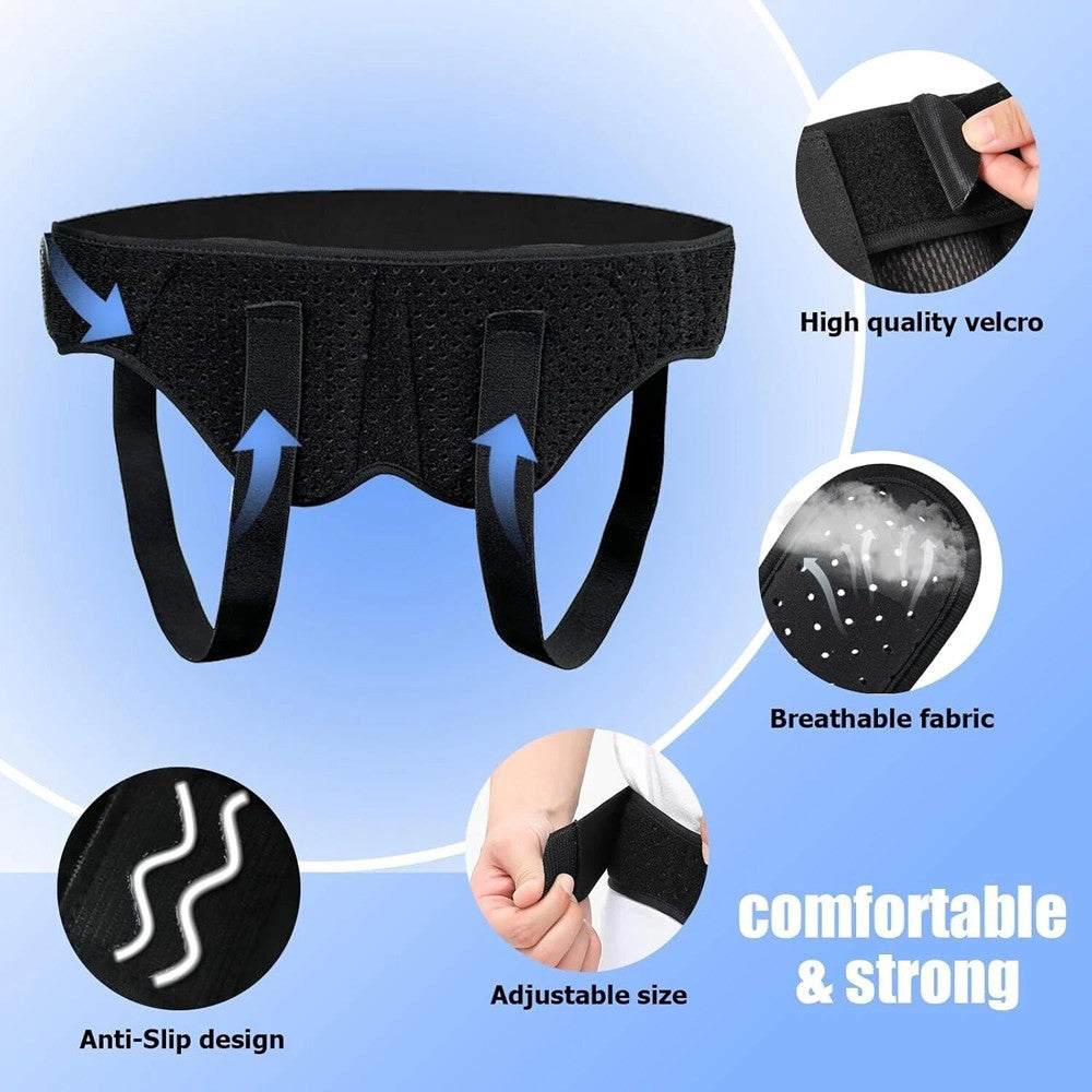Hernia Support Belt Men Truss for Inguinal with 2 Removable Compression Pads US