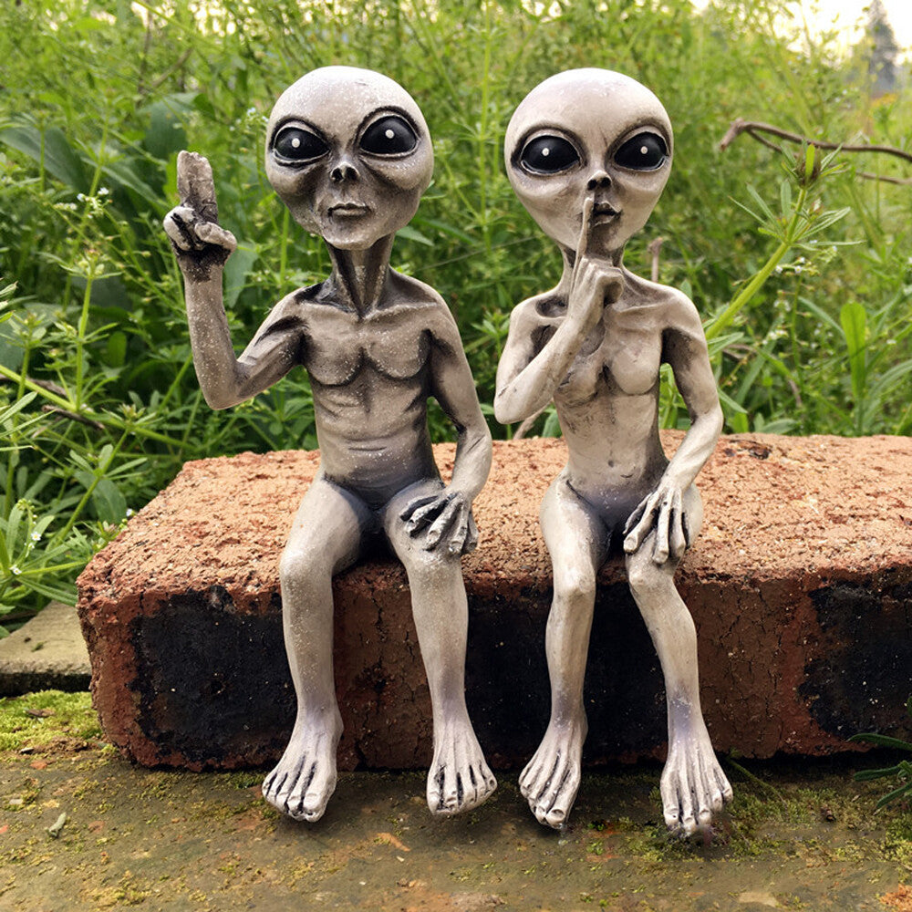 Outer Space Alien Statue Martians Garden Figurine Set Home Decoration Outdoor US