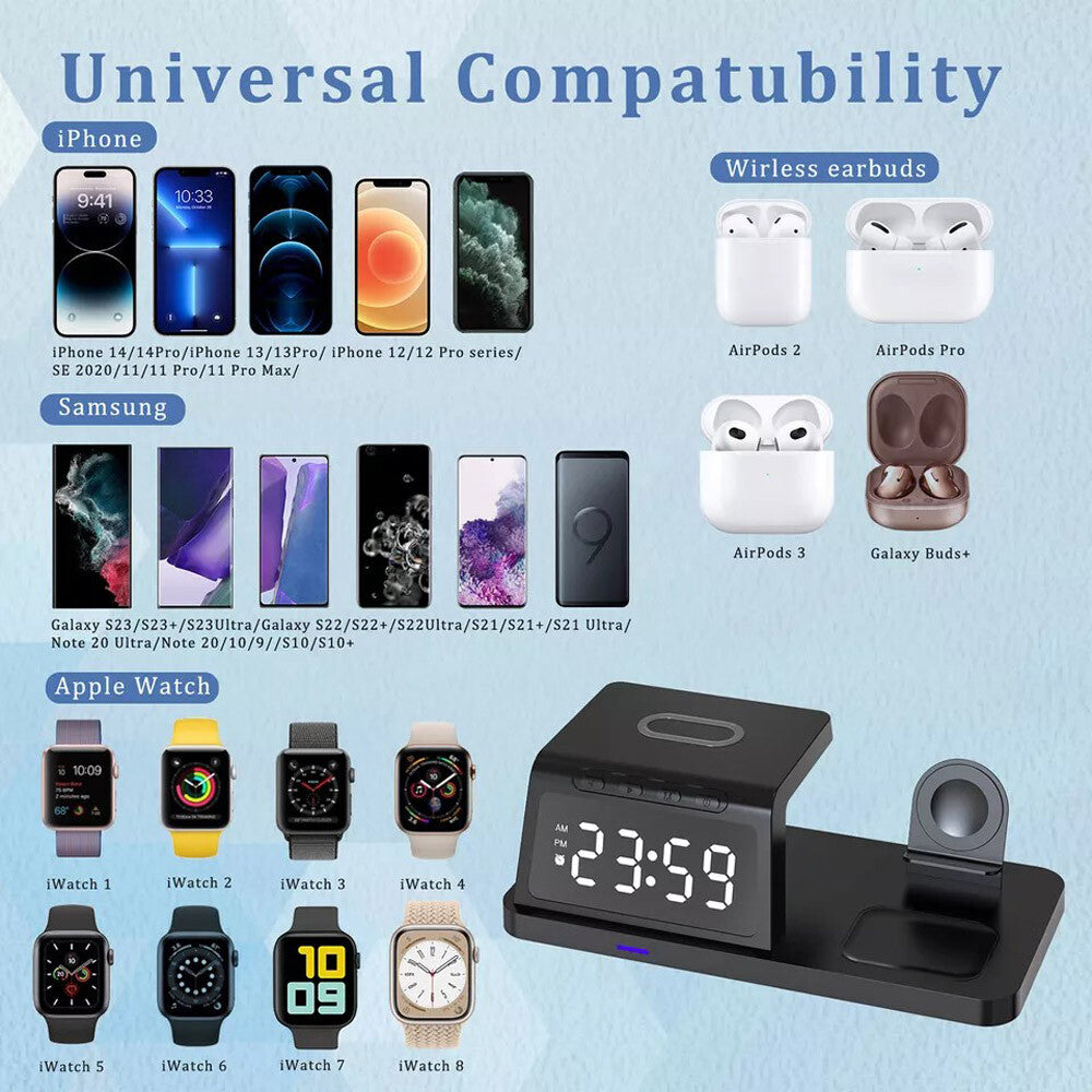 4In1 Fast Wireless Charger Station Dock for Apple Watch Iphone 15 14 13 Pro Max