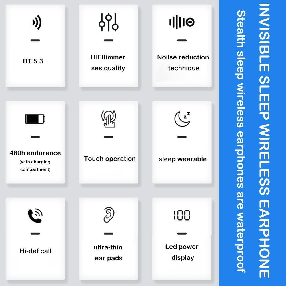 2023 Bluetooth Earbud Headset TWS 5.3 Wireless Earphone Invisible for All Phone