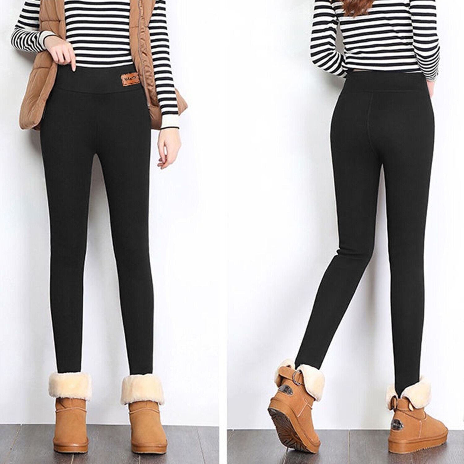 Women Winter Warm Sherpa Fleece Lined Leggings Thick Cashmere Thermal Pants US