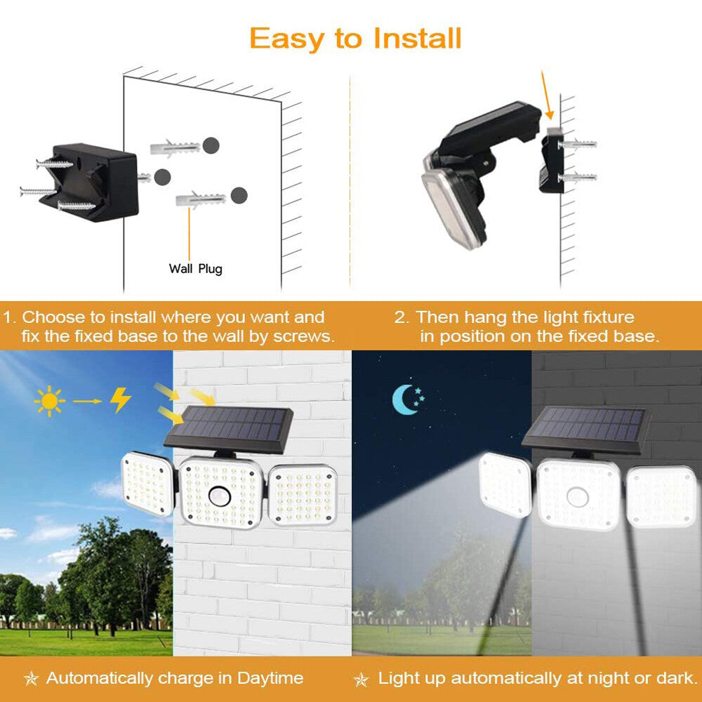 112 LED Solar Lamp Motion Sensor Wall Light Waterproof 3 Modes Garden Porch US