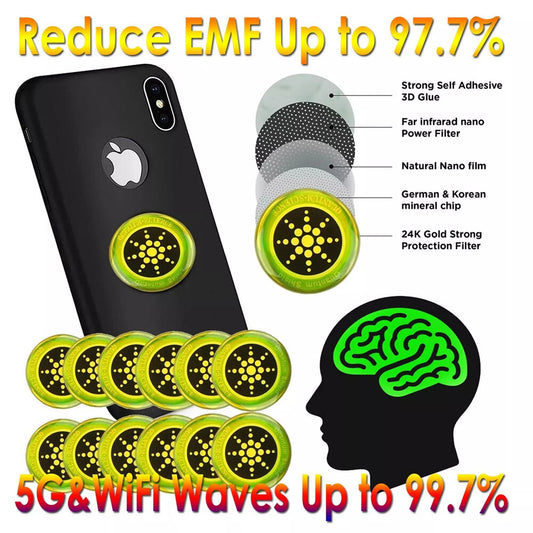 12PCS Radiation Protection Sticker Smartphone Tablet Laptop 5G Wi-Fi EF RF EMF