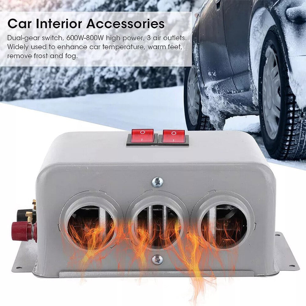 800W Electric Car Heater 3 Hole 12V DC Heating Fan Defogger Defroster Demister