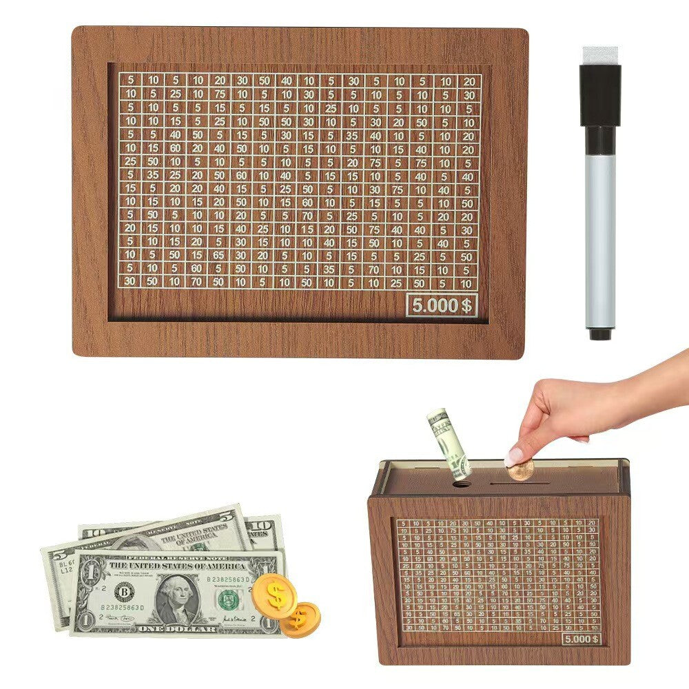 Cash Vault Wooden Savings Box Wooden Cash Saver Money Saving Box with Countdown