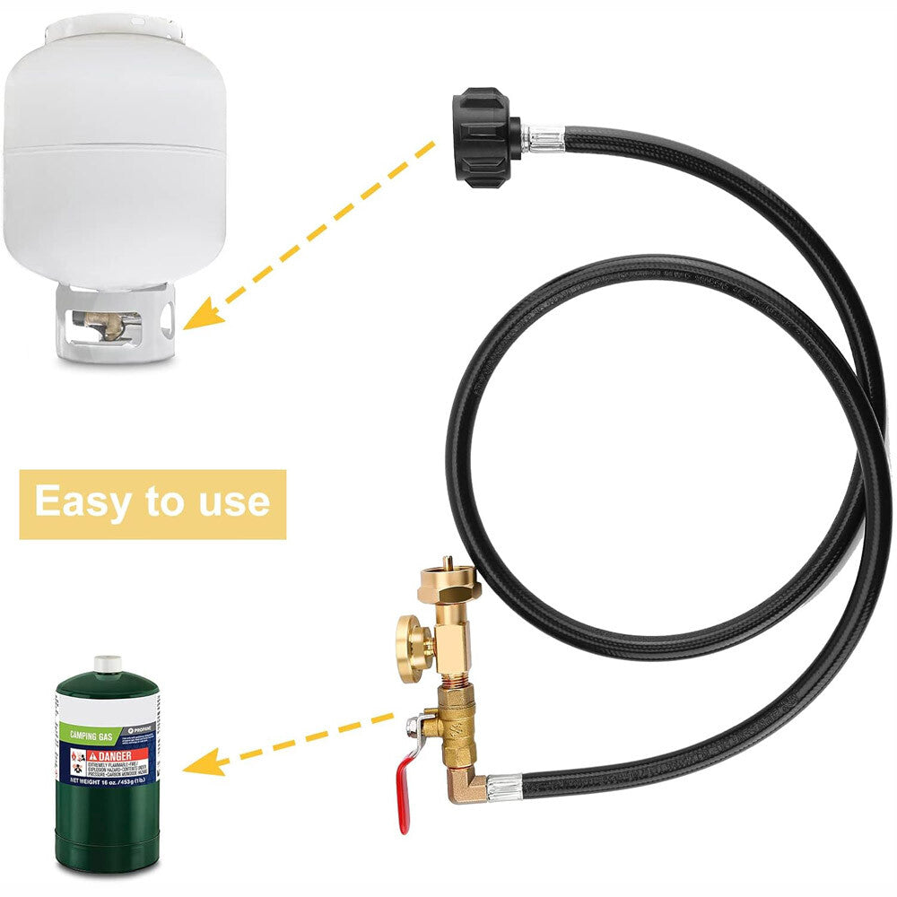 1LB to 20LB Propane Refill Adapter Extension Hose with Gauge On-Off Control 40''