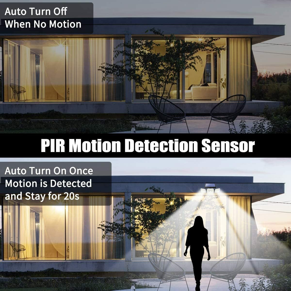 112 LED Solar Lamp Motion Sensor Wall Light Waterproof 3 Modes Garden Porch US