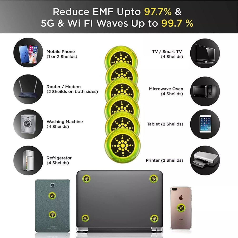 12PCS Radiation Protection Sticker Smartphone Tablet Laptop 5G Wi-Fi EF RF EMF