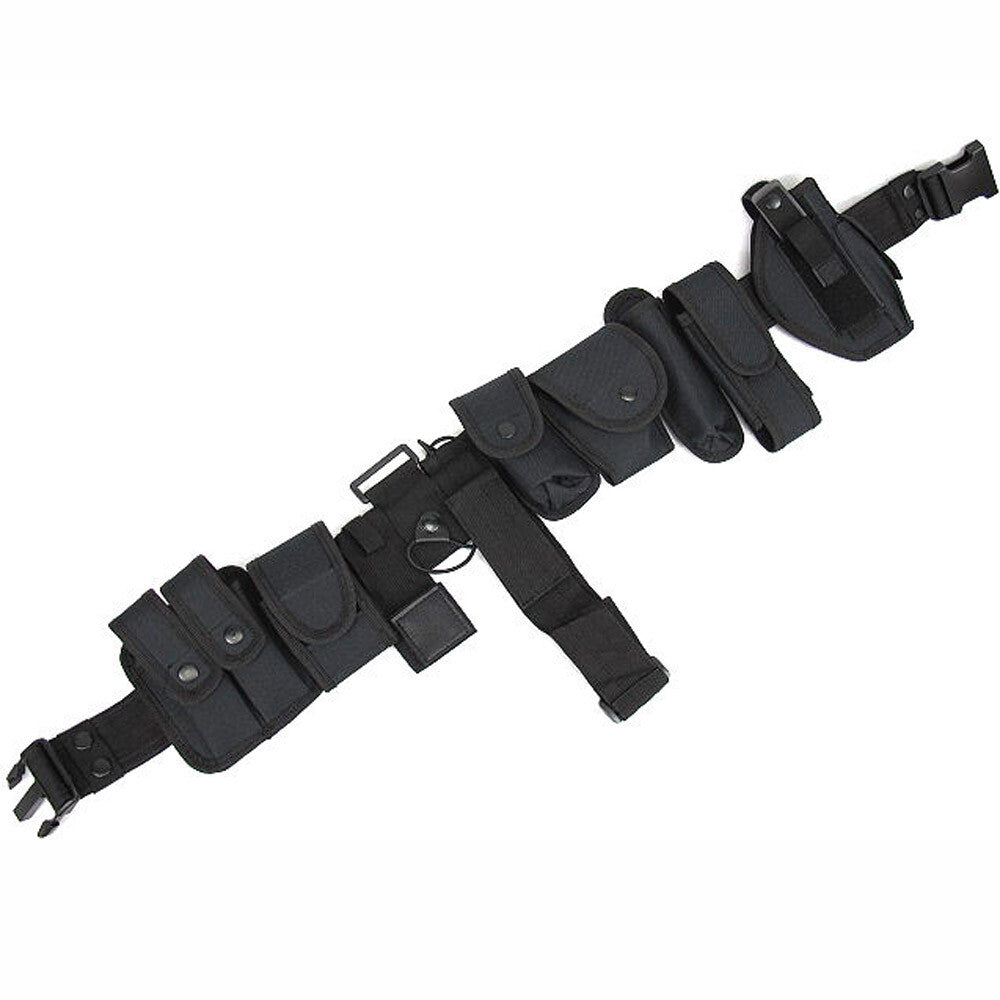 Tactical Nylon Police Security Guard Duty Belt Utility Kit System W/ Pouch USA