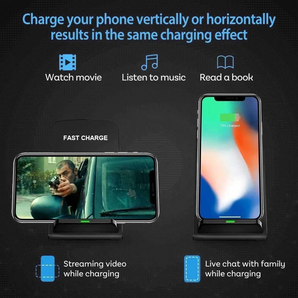 1/2 Pack 35W Wireless Fast Charger Stand Dock Cradle for Iphone Samsung Galaxy