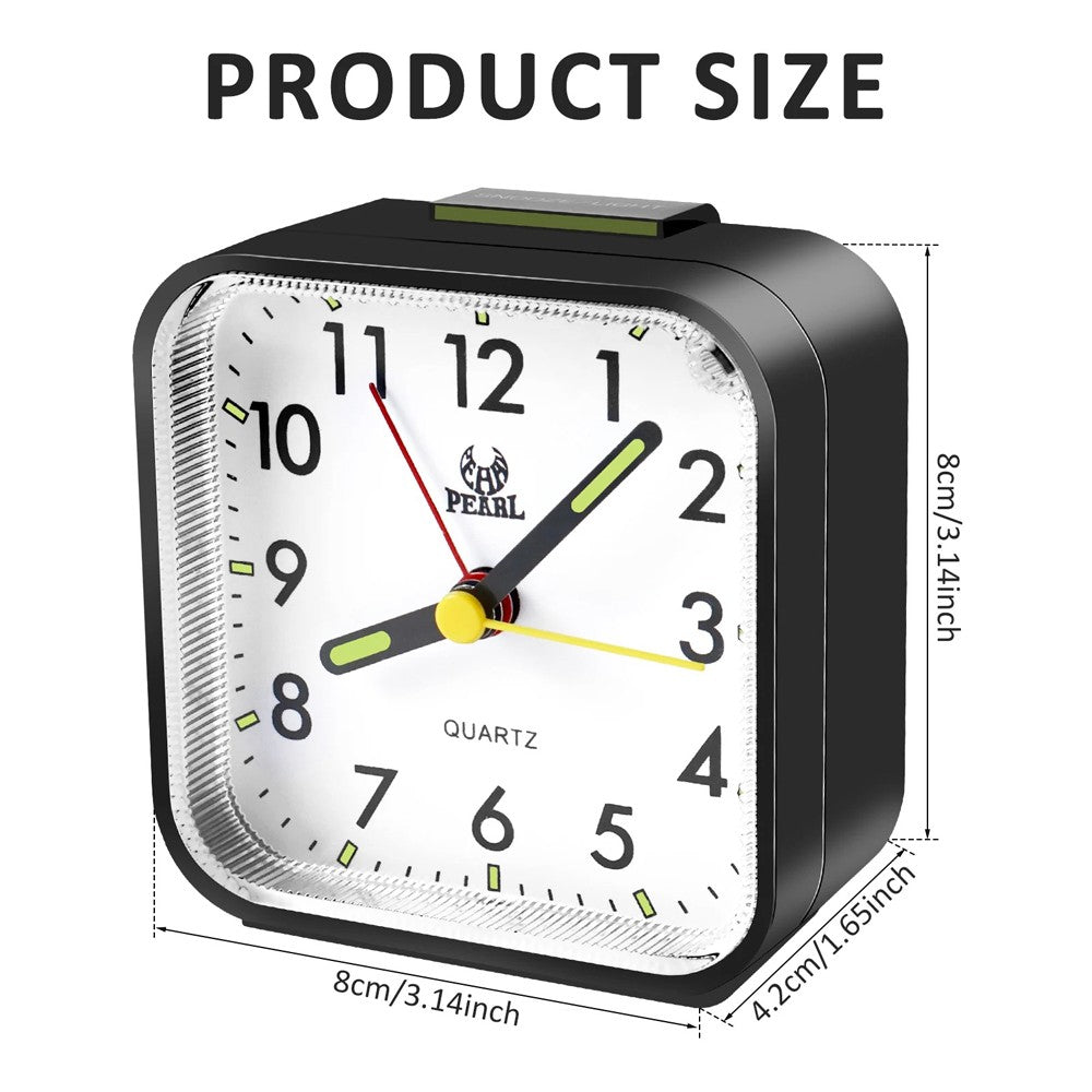 Alarm Clock LED Desk Nightlight Snooze Quiet Non Ticking Battery Powered Bedroom