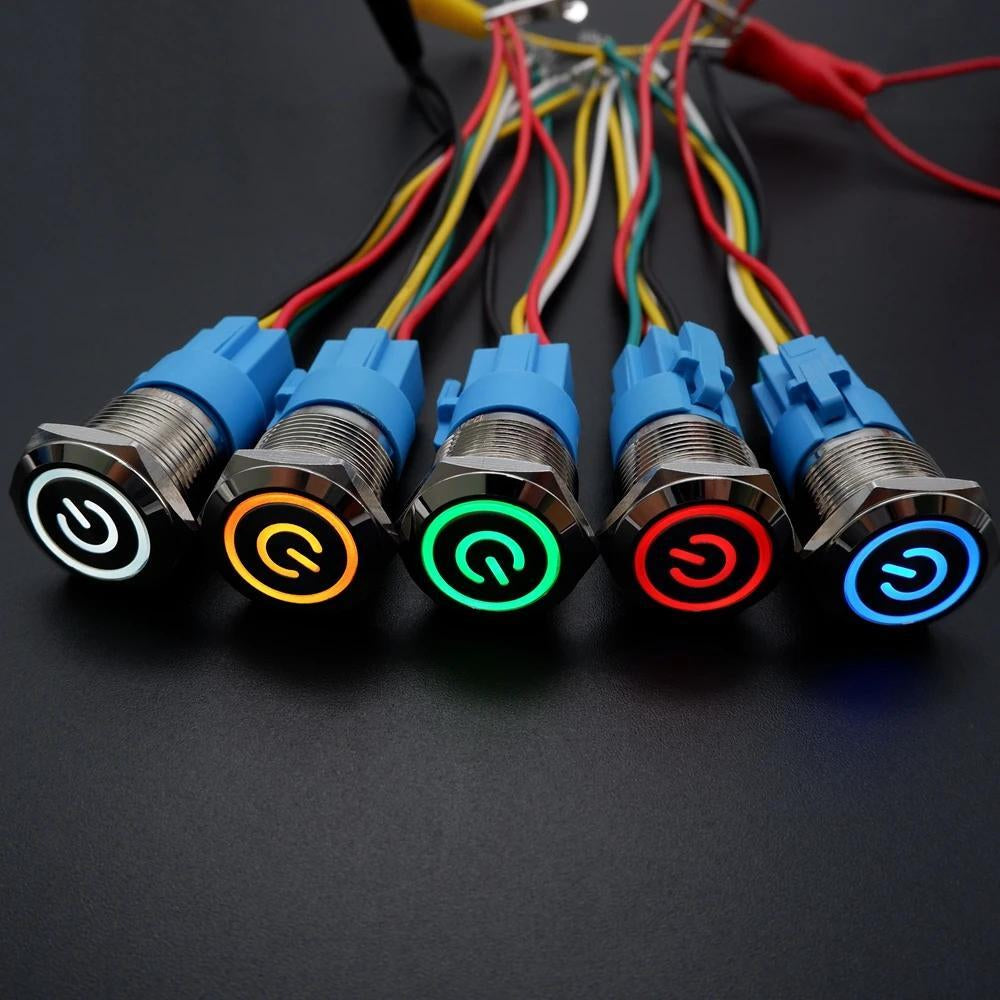 Latching Push Button Power Switch 16Mm 12V LED on off Waterproof Stainless Steel