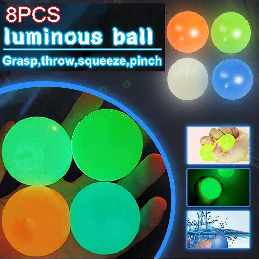 8PCS / 4PCS Sticky Balls Ceiling Stress Relief Stress Kid Luminous Fidget Toy US