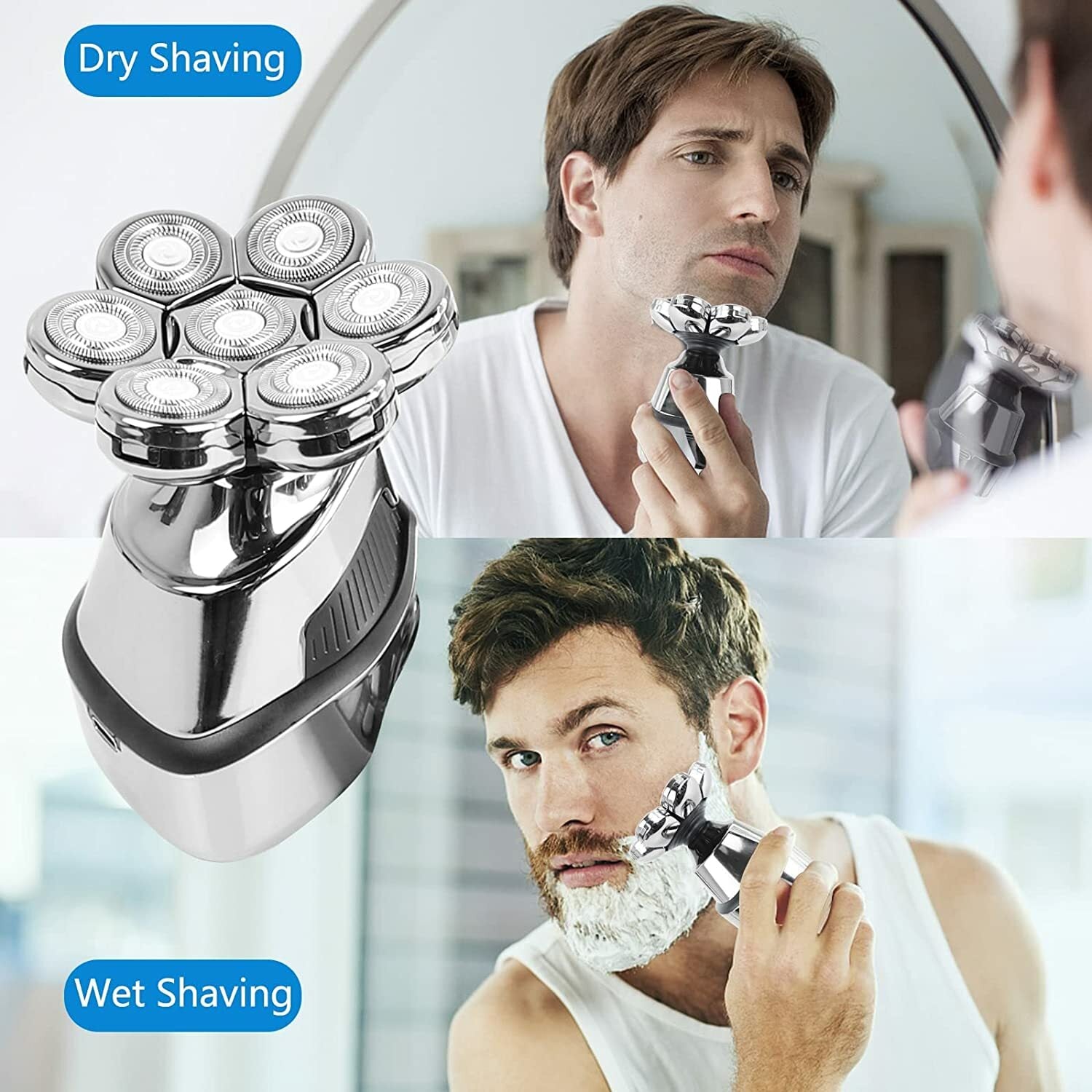 Men'S Razor Rotary Waterproof Electric Shaver Pop-Up Trimmer Wet Dry Cordless US