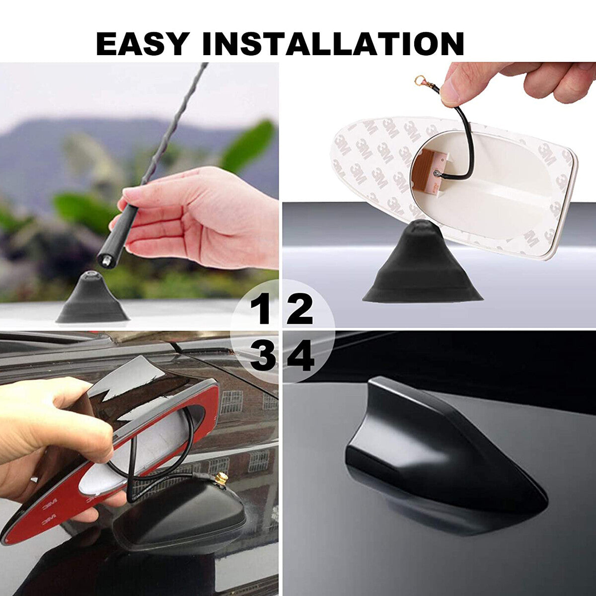BLACK Shark Fin Car Roof Antenna Cover Radio FM/AM Signal Aerial Accessories US