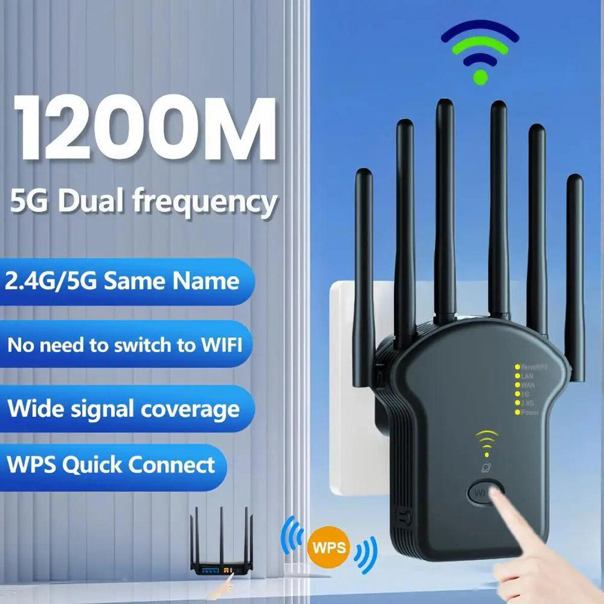 5G 1200Mbps Wifi Range Internet Extender Wireless Repeater Signal Booster Router