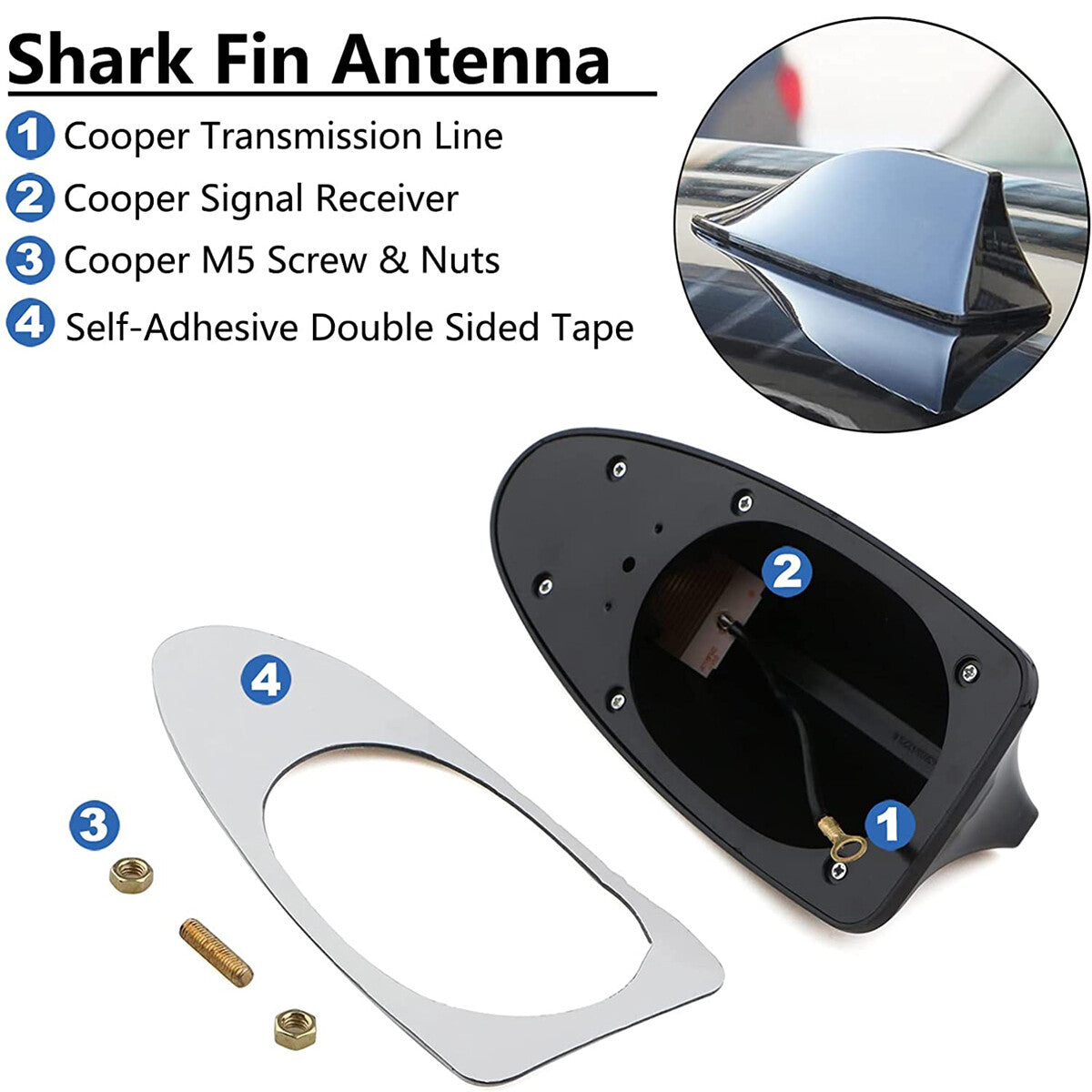 BLACK Shark Fin Car Roof Antenna Cover Radio FM/AM Signal Aerial Accessories US